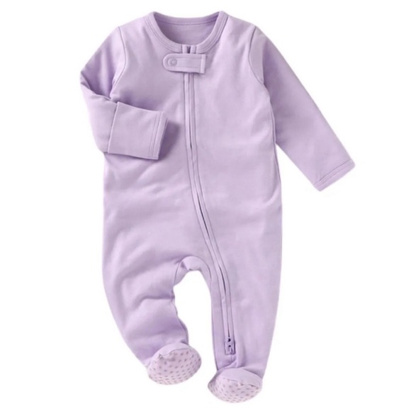 LAVENDER | Organic Blush Lotus baby toddler footie - Picture 1 of 2